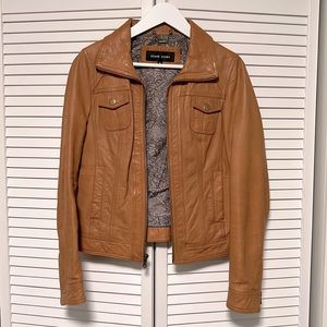 Cognac genuine leather jacket.  Size medium women’s